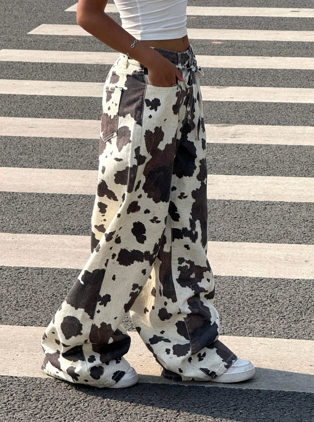Jean Estampado Vaca Bota Ancha