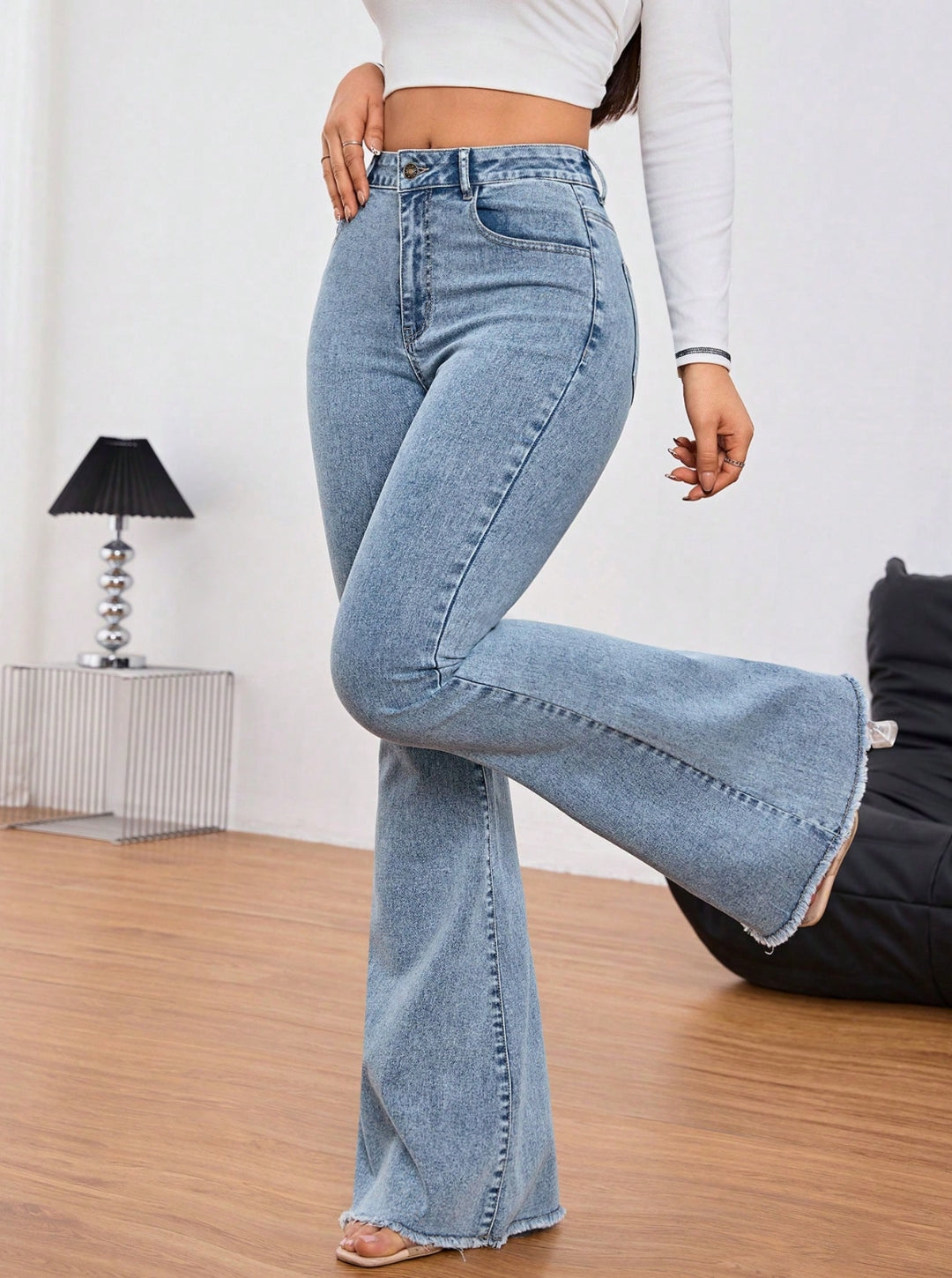 Jean Azul Básico Wide Leg Bota Ancha