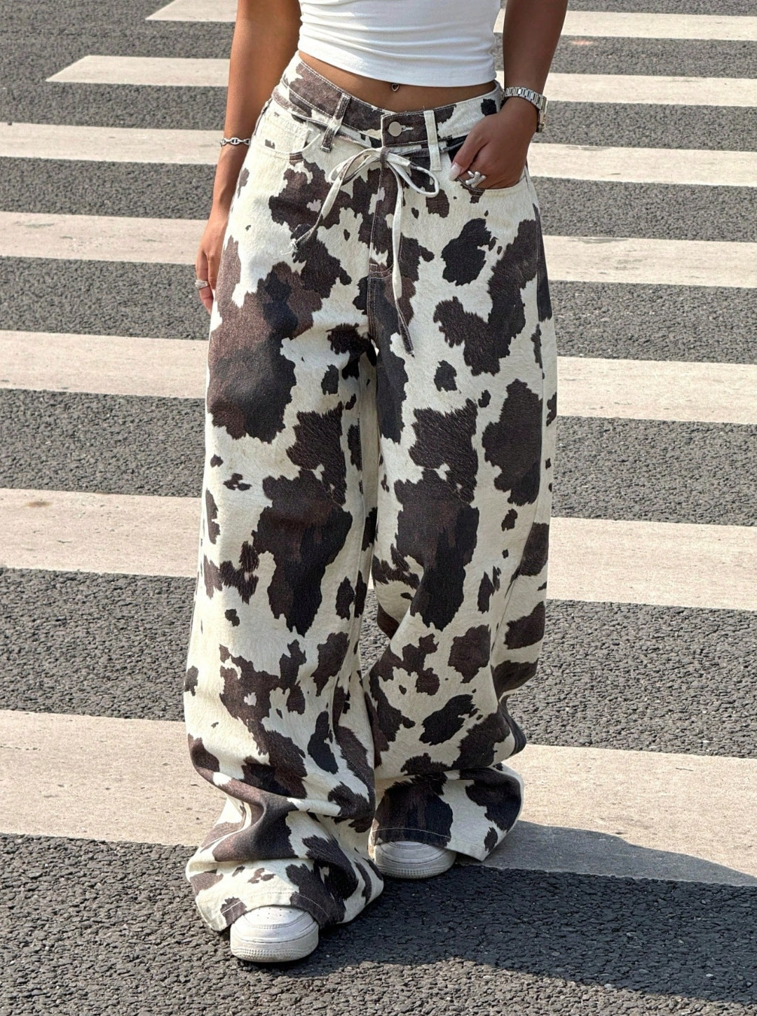 Jean Estampado Vaca Bota Ancha