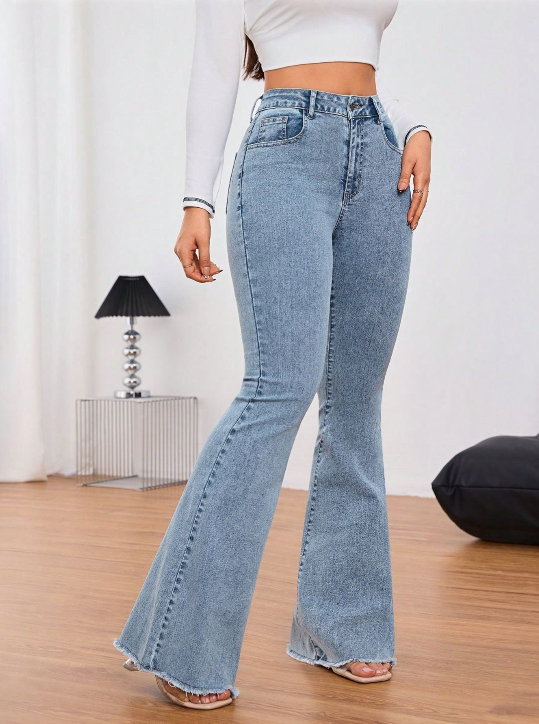 Jean Azul Básico Wide Leg Bota Ancha