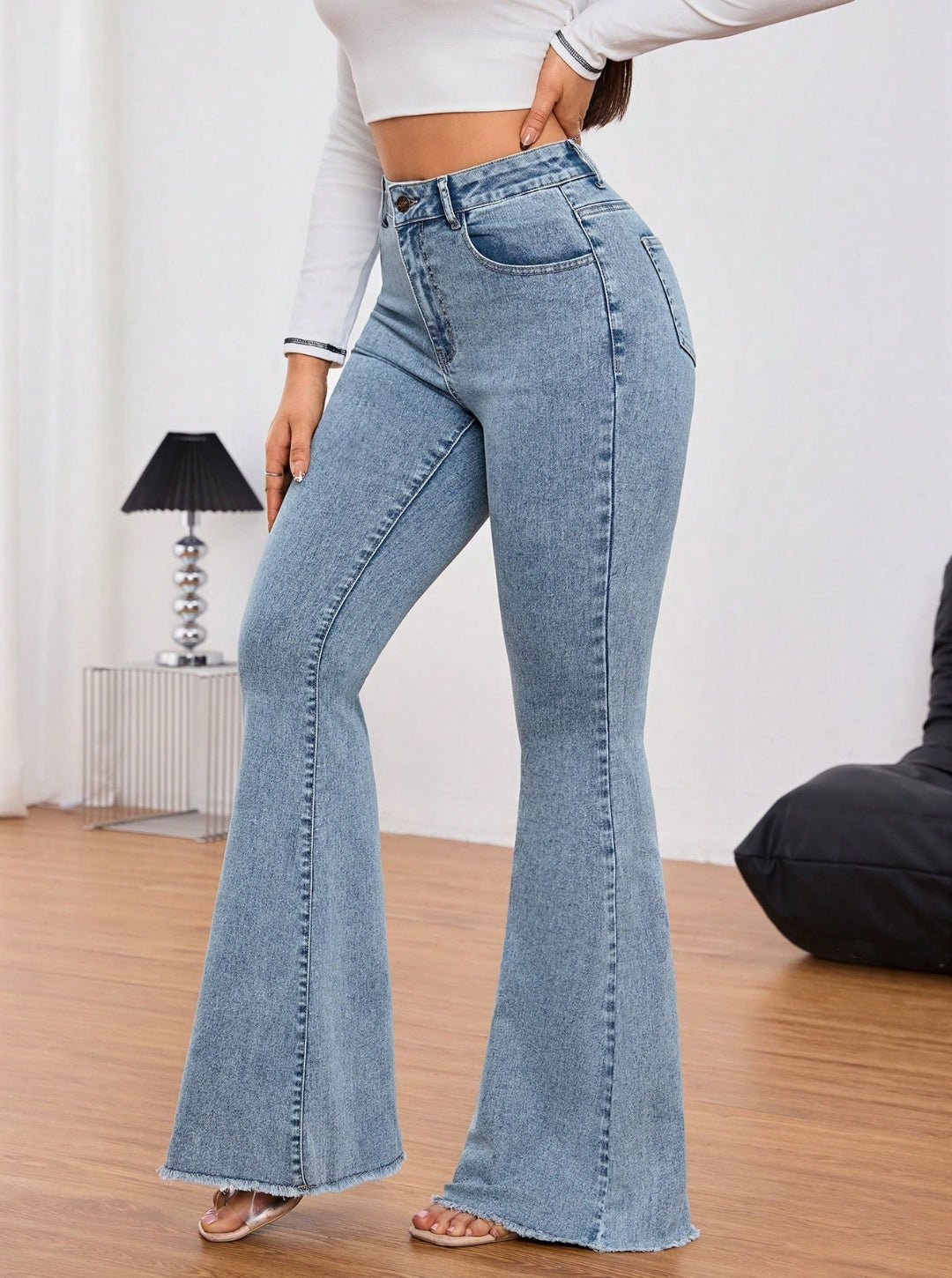 Jean Azul Básico Wide Leg Bota Ancha