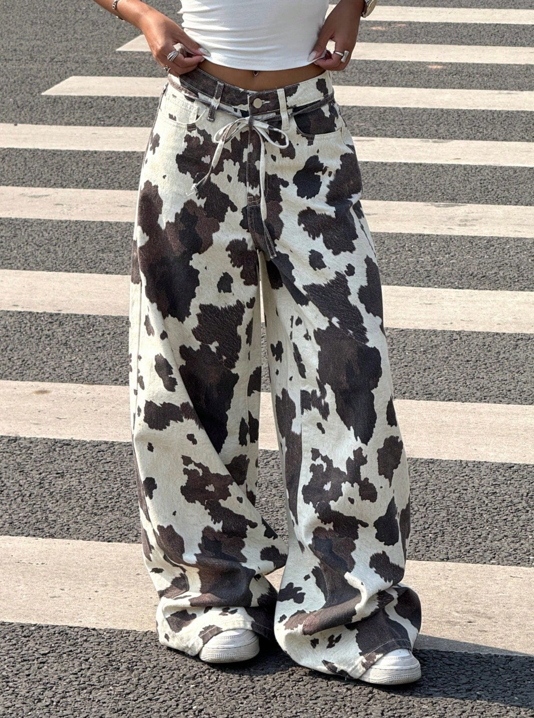Jean Estampado Vaca Bota Ancha